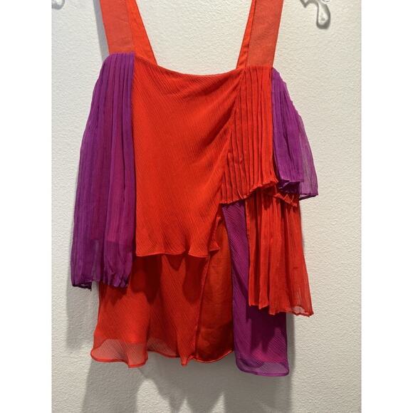 Adam Lippes Size 2 Layered Colorful Silk Top Fairy Purple Red Fairy Boho READ - Picture 3 of 7